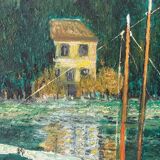 Riverboats on the Seine, signed