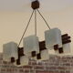 1960s Scandinavian suspension light in teak and perspex.