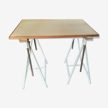 Industrial trestle drawing table