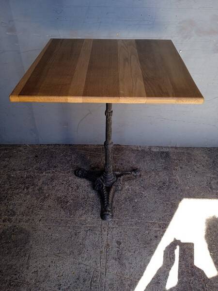 14 Bistro table(s) 60/60cm solid wood top pedestal table