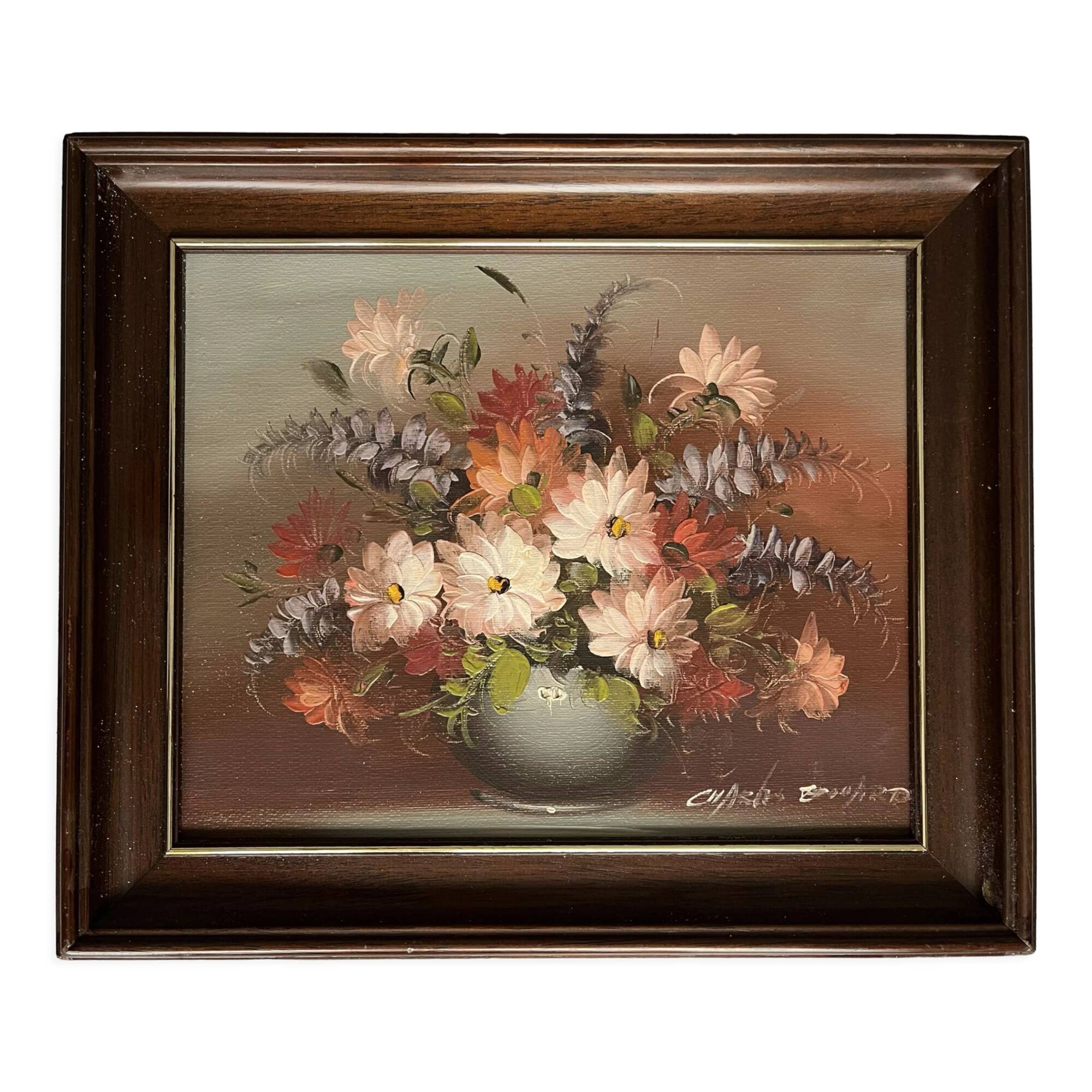Oil on canvas still life with flowers