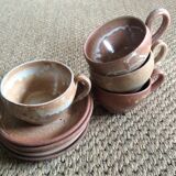 Series of 4 stoneware coffee cups
