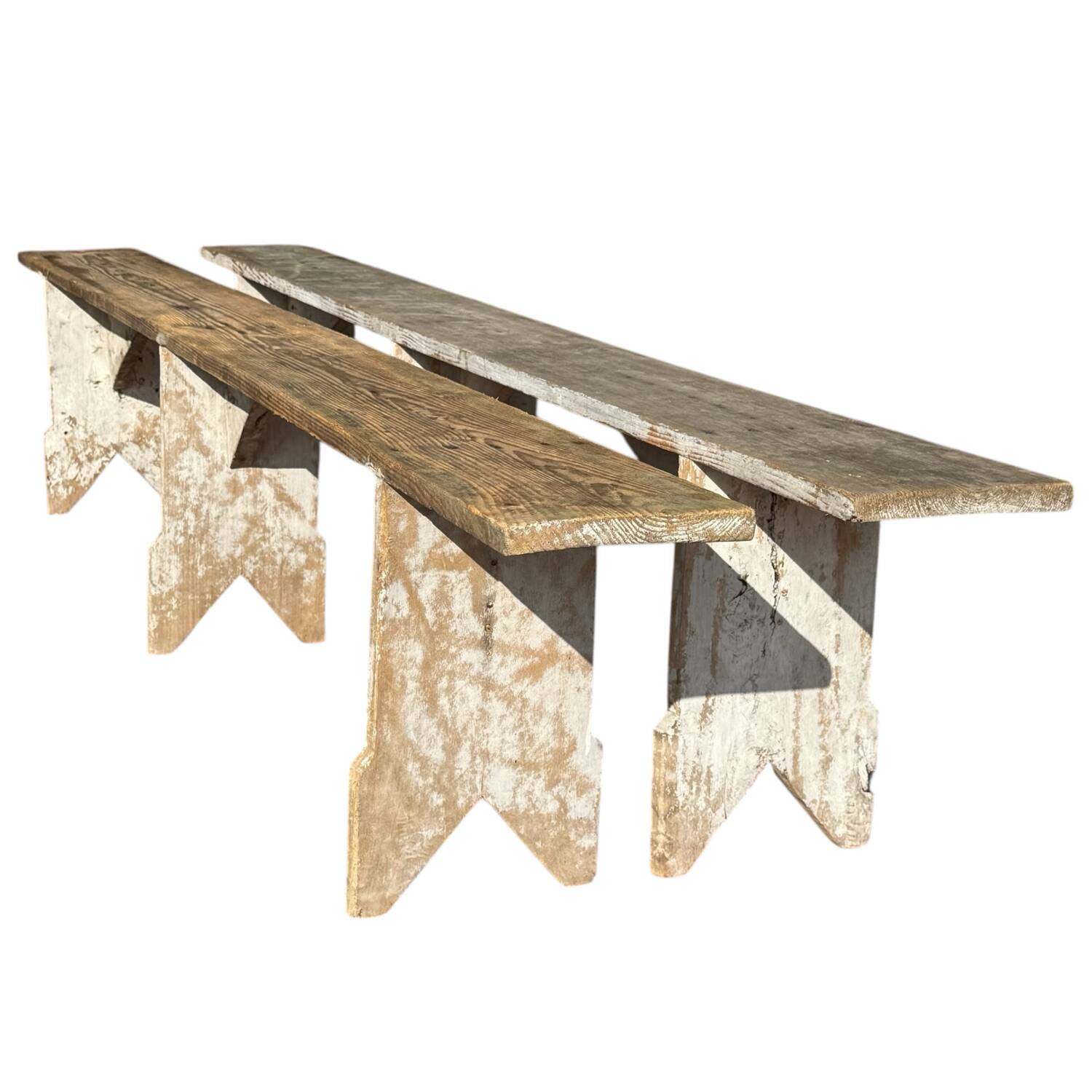 Pair of Bordeaux winemaker benches, France, 50s