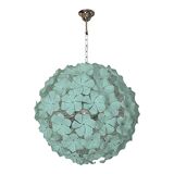 Venetian Green-Wather Flowers Murano Style Glass Sputnik Chandelier