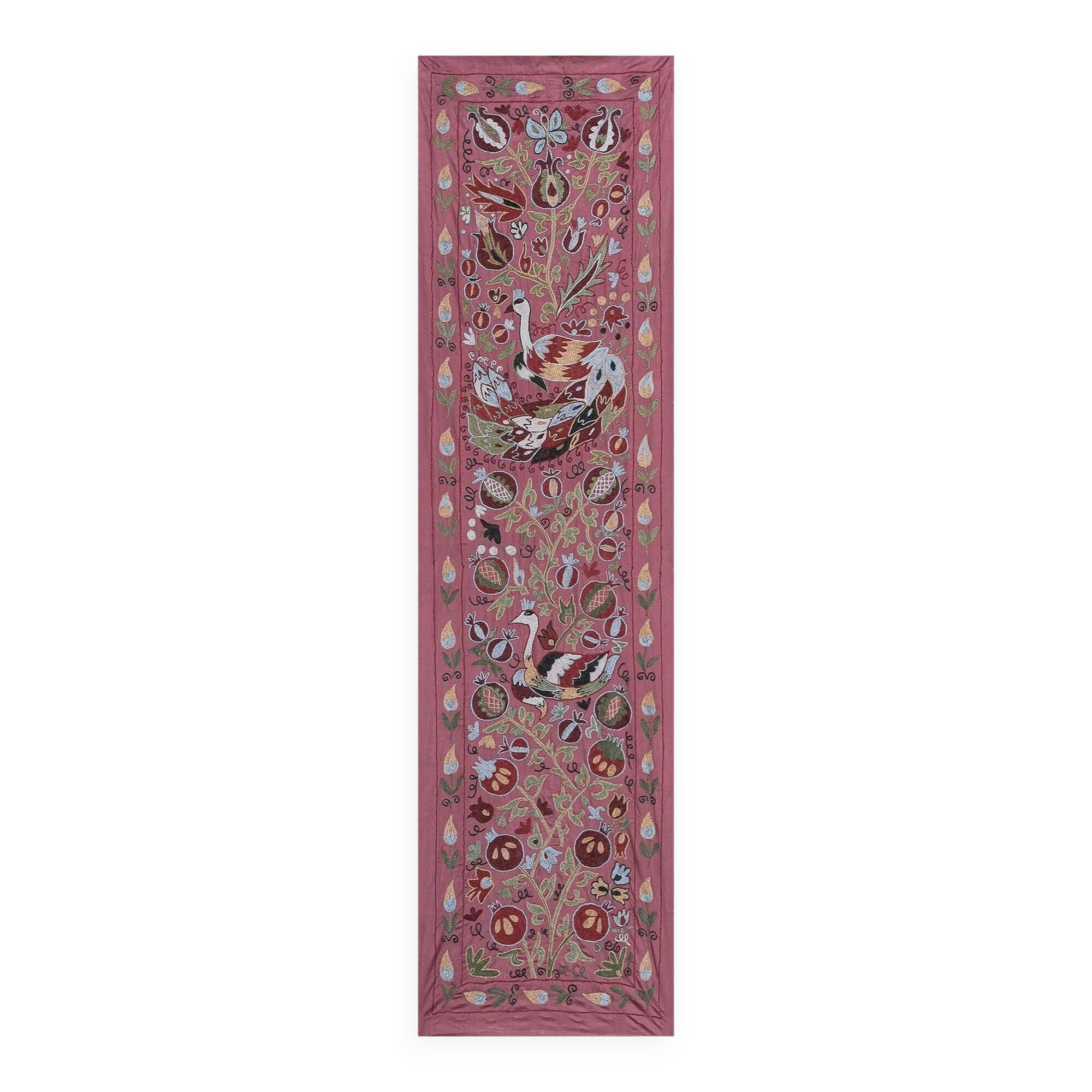 Vintage hand-embroidered tribal tapestry 53x186 cm