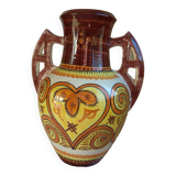 Vase with ceramic handles by Quimper Henriot