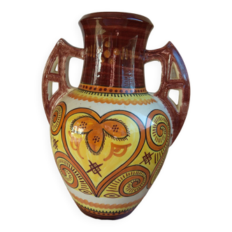 Vase with ceramic handles by Quimper Henriot