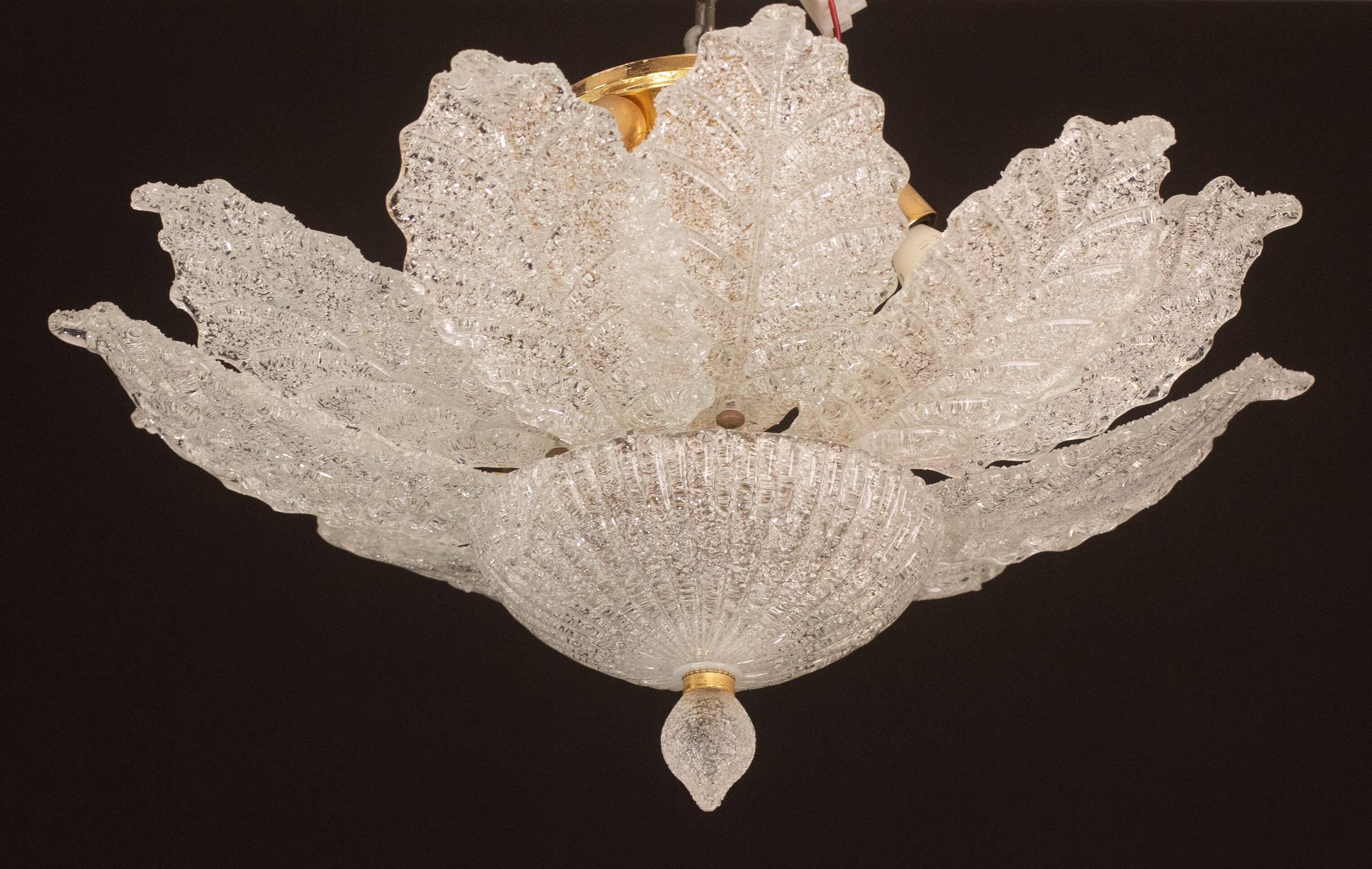 Ischia, Murano Clear trasparent Vintage Glass Ceiling Light, 1970s