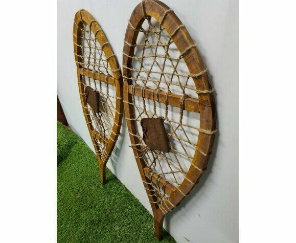 pair of wooden snowshoes