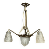 Art Deco chandelier. Silver-plated bronze