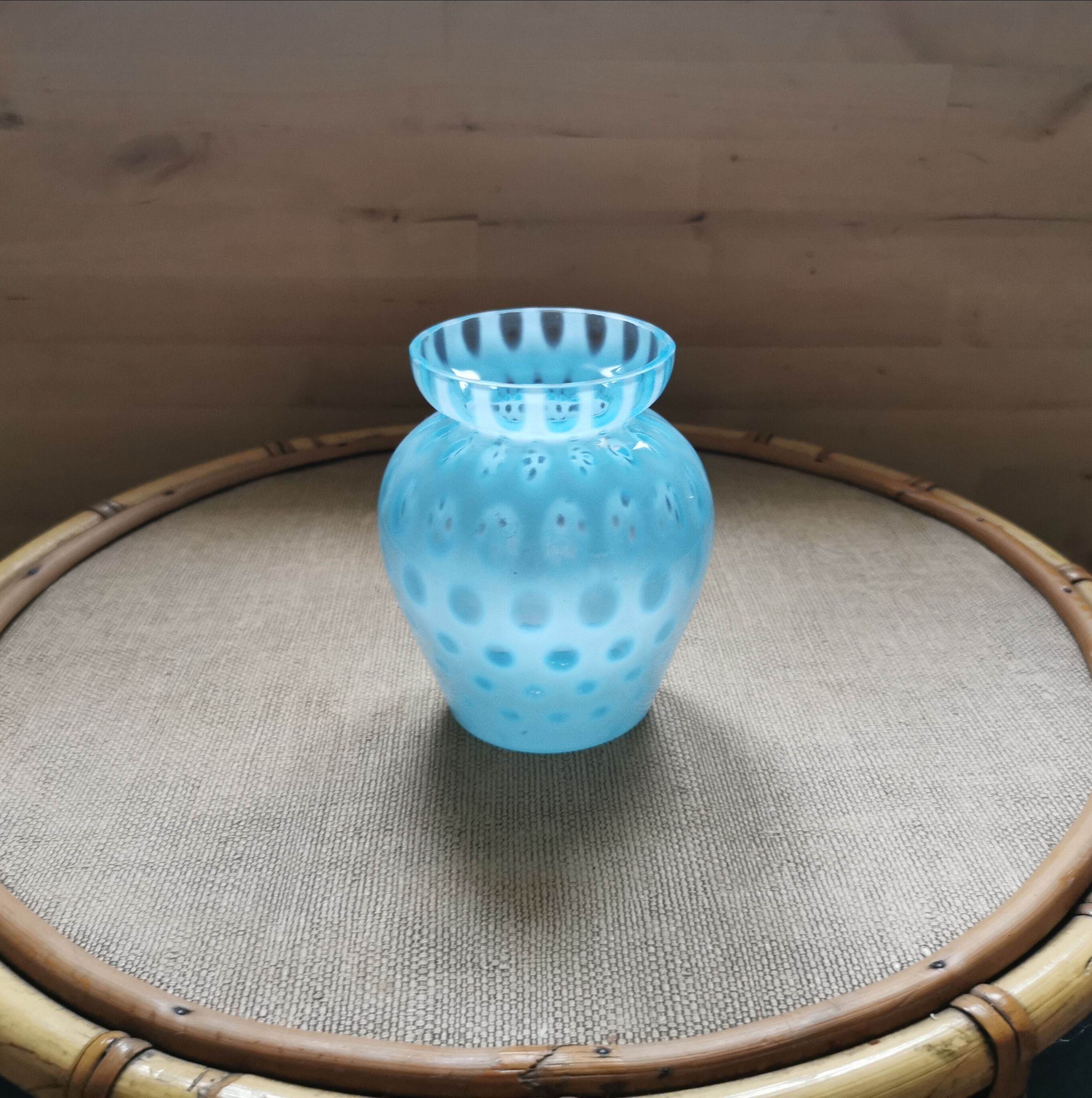 Vintage turquoise glass vase