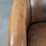 Comfortable vintage sheepskin 2.5-seater club sofa