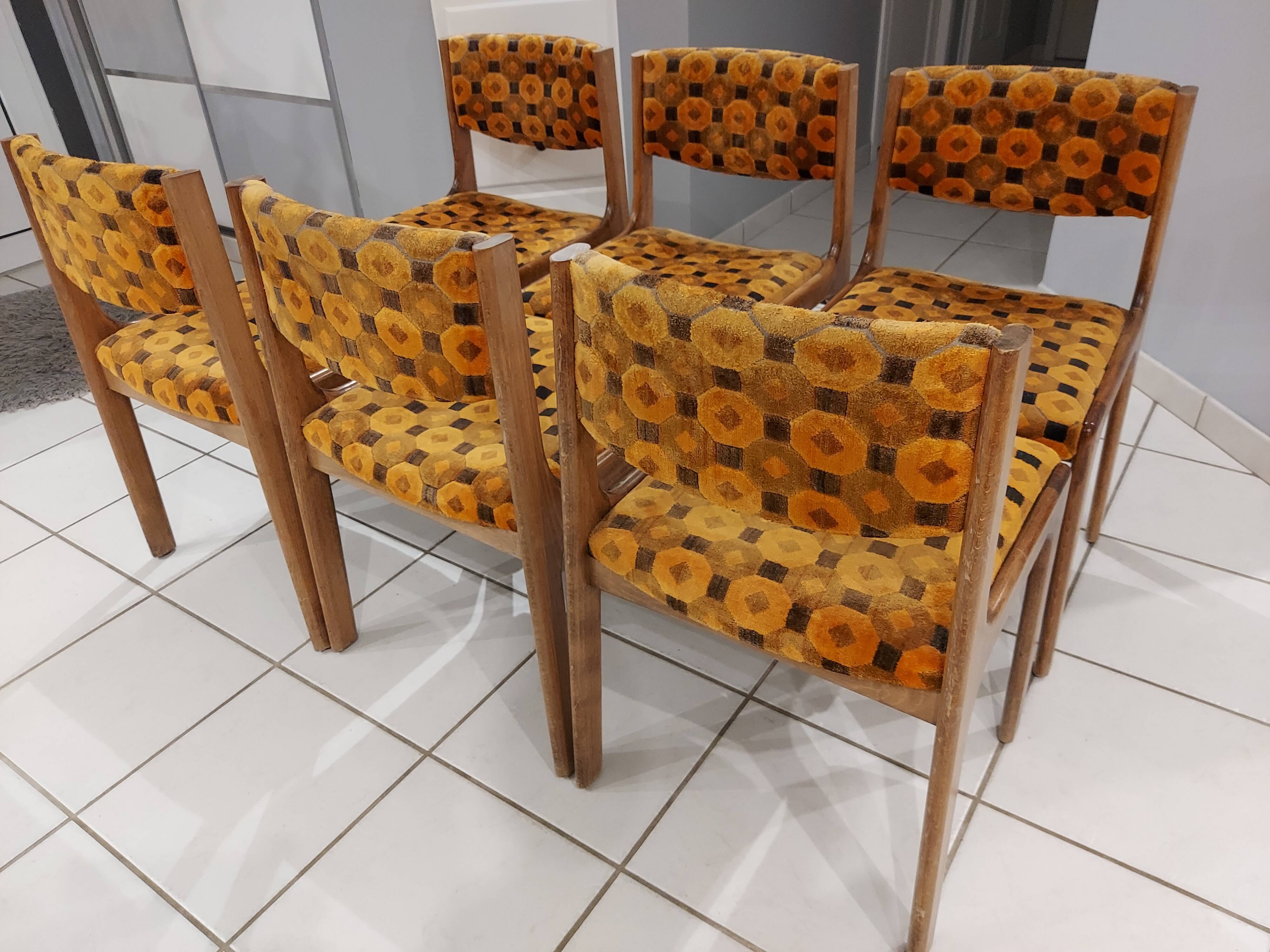 Suite de 6 chaises Baumann vintage années 1970