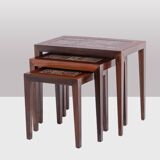 Set of 3 “nesting” tables with “Baca” motif. 1960s.