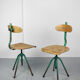 Set of 2 industrial mint green swivel chairs, 1960