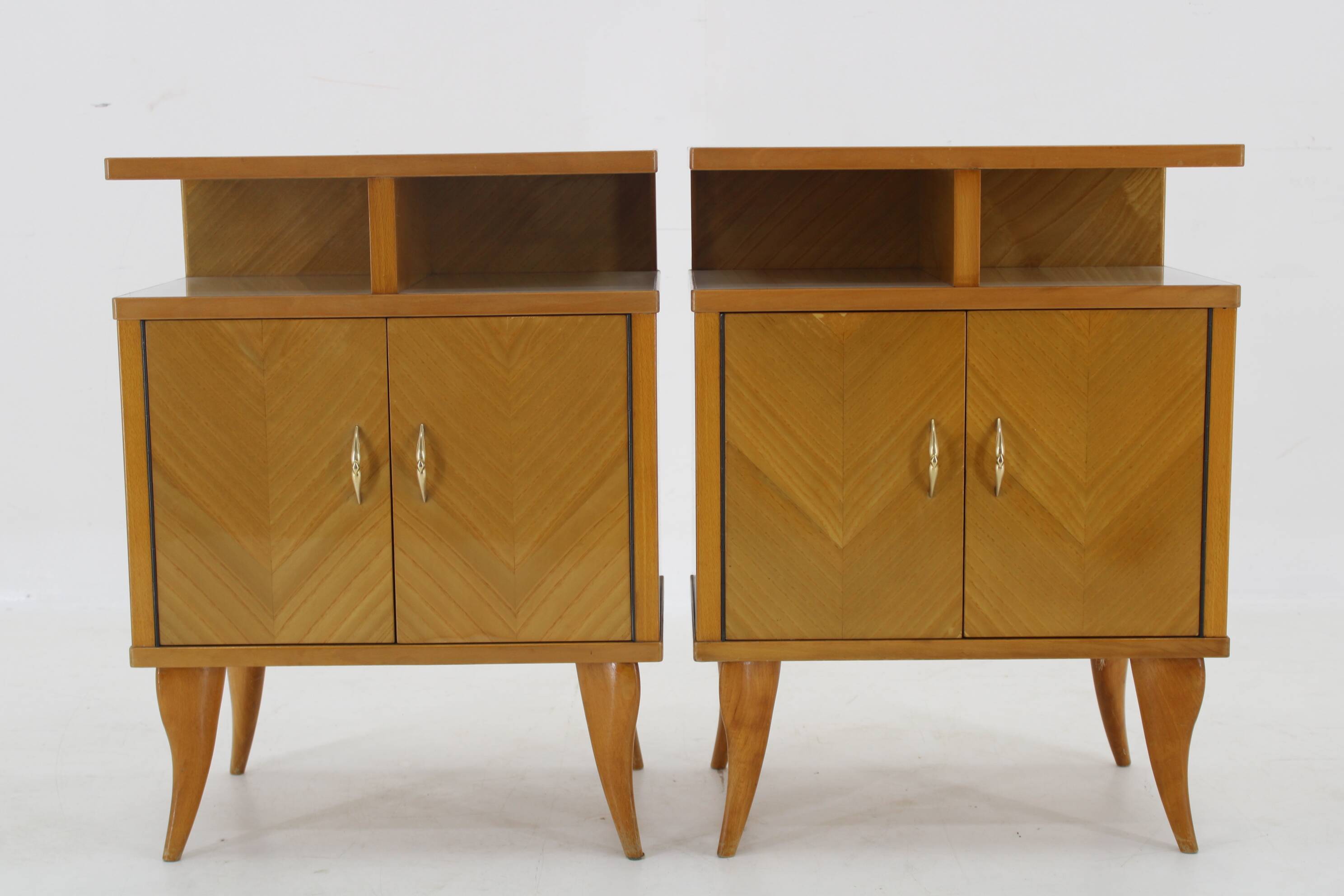 1960s Pair of Nightstands in Ash Finish , Italy