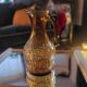 Amber relief glass pitcher. 1970s