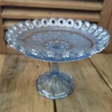 Présentoir à gâteaux corbeille à fruits dentelle verre bleu ancien dp 0422045