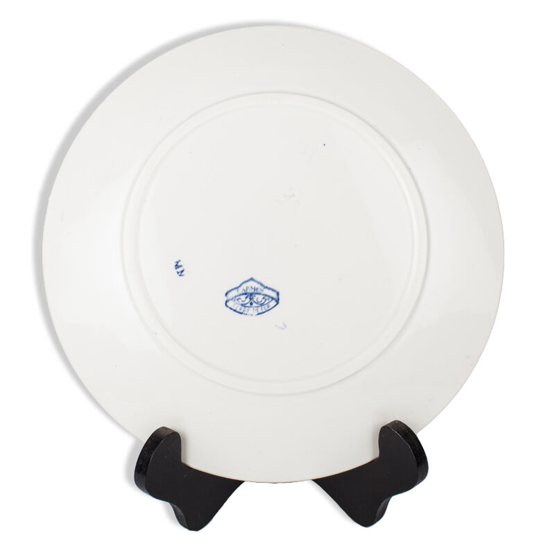 Old plate Carmen land of iron decoration dragonfly, Sarreguemines. 1875 - 1900