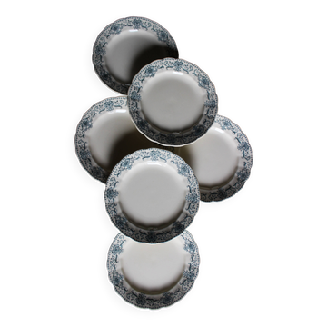 6 assiettes plates en Terre de Fer bleue Verdun HBC