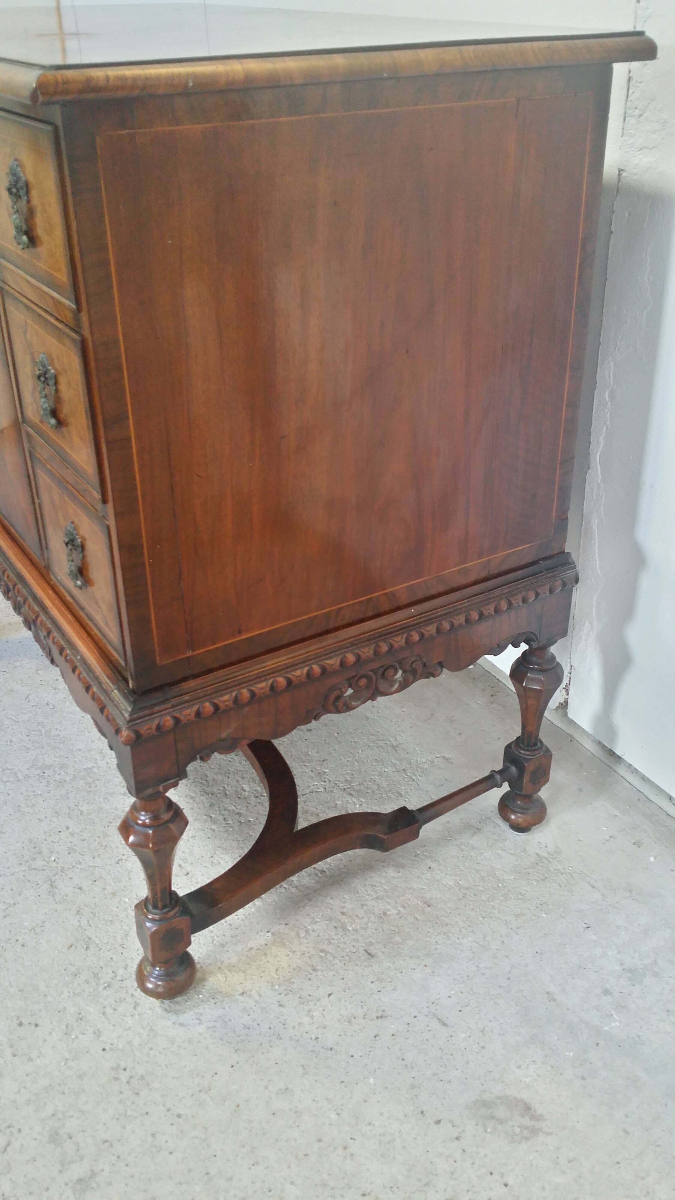 English burl walnut cabinet