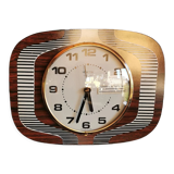 Vintage formica clock silent wall clock "Featured wood stripes"