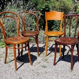 4 curved wooden bistro chairs early twentieth