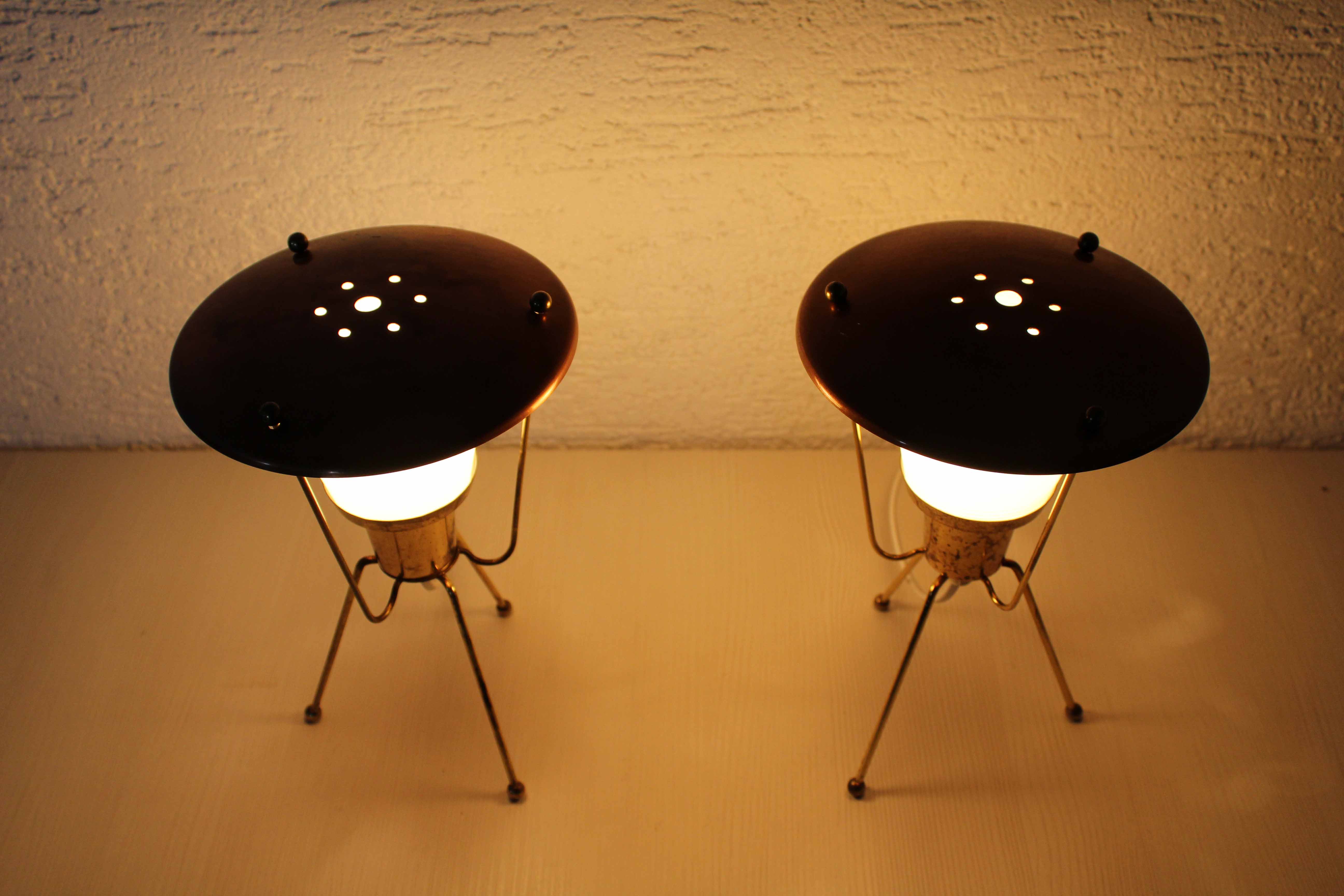 Pair of table lamps or bedside 50s