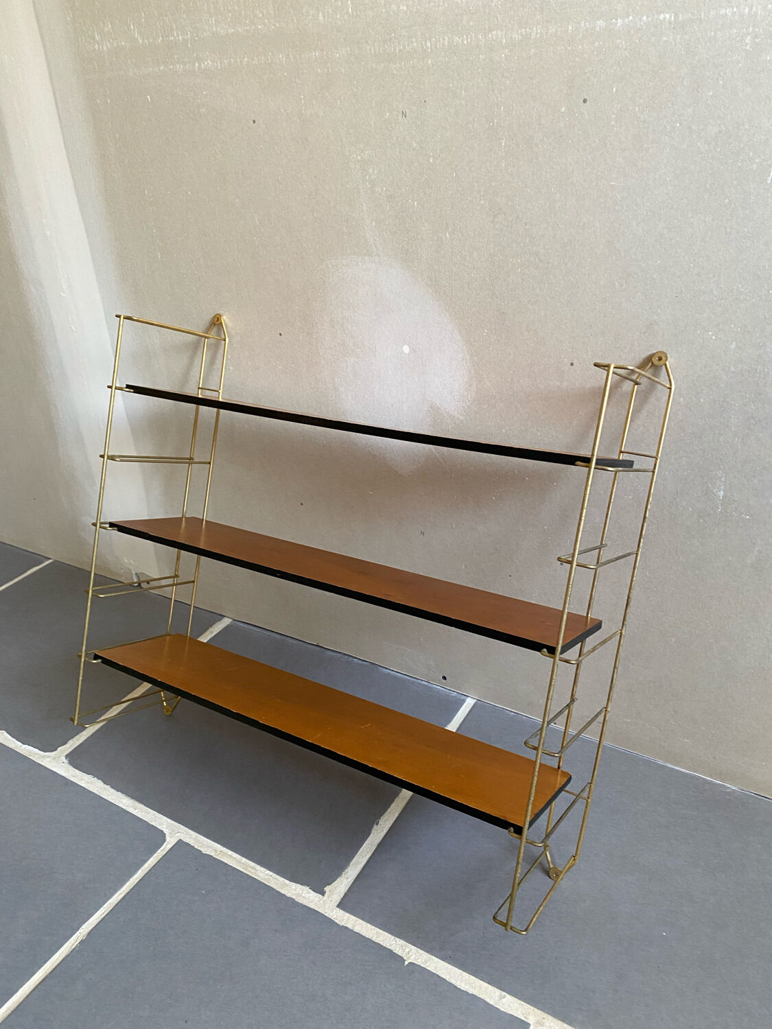 Étagères string bois et métal vintage