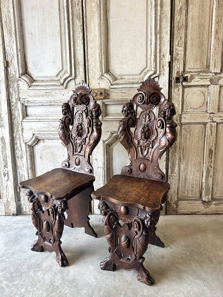 Pair of walnut chairs circa 1880