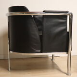 Pair of armchairs in synthetic leather and chromed metal, 1970