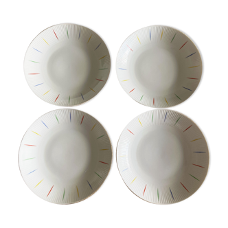 Lot de 4 assiettes blanches  en porcelaine années 40