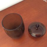 Thick glass jar smoked bronze with lid