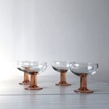 Glasses - round dessert cups feet pink columns
