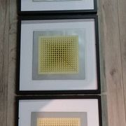 Optical Art Triptych - 3 Vintage Paintings - Victor Vasarely - Frames