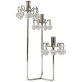 Silver-plated candlestick, faceted Swarovski crystals, Austria, 1960s