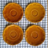 Set of 4 caramel enamel cups and bowls