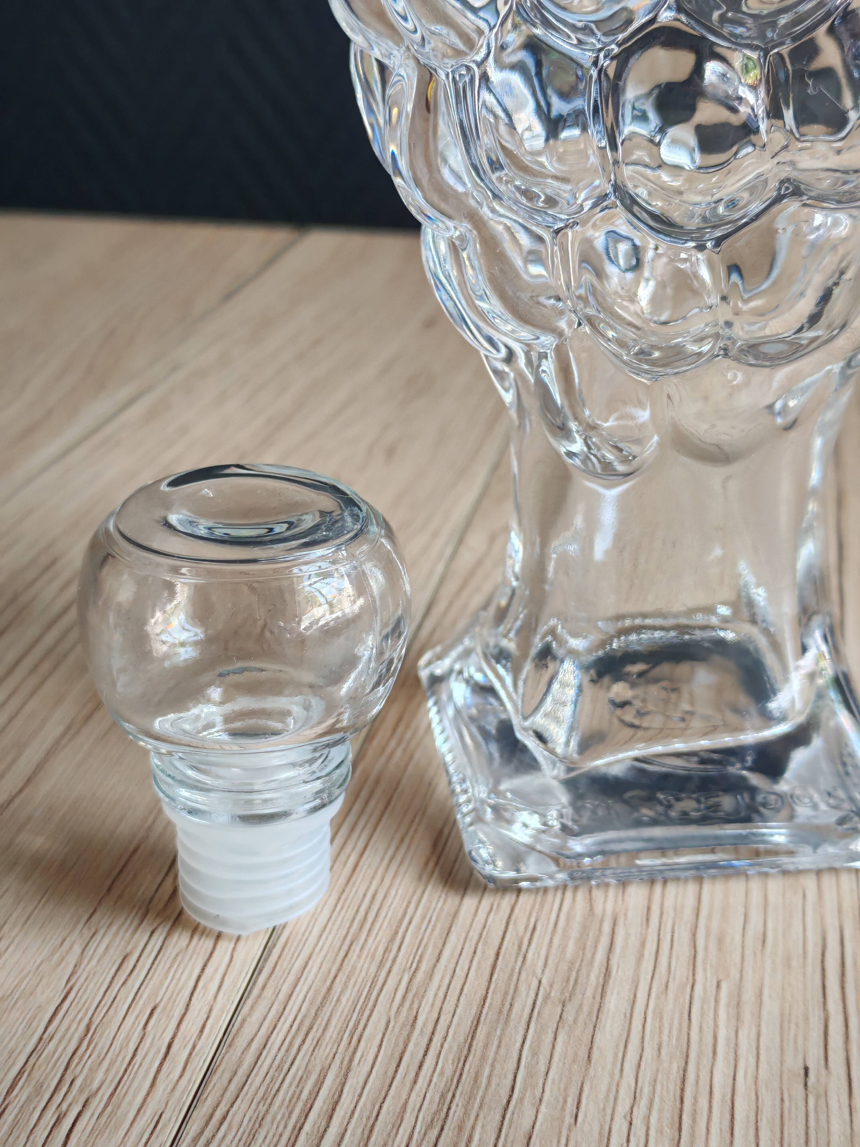 Carafe glass bottle moulded grape bunch vintage | Ball stopper