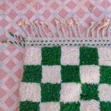 Fir green checkered Berber rug
