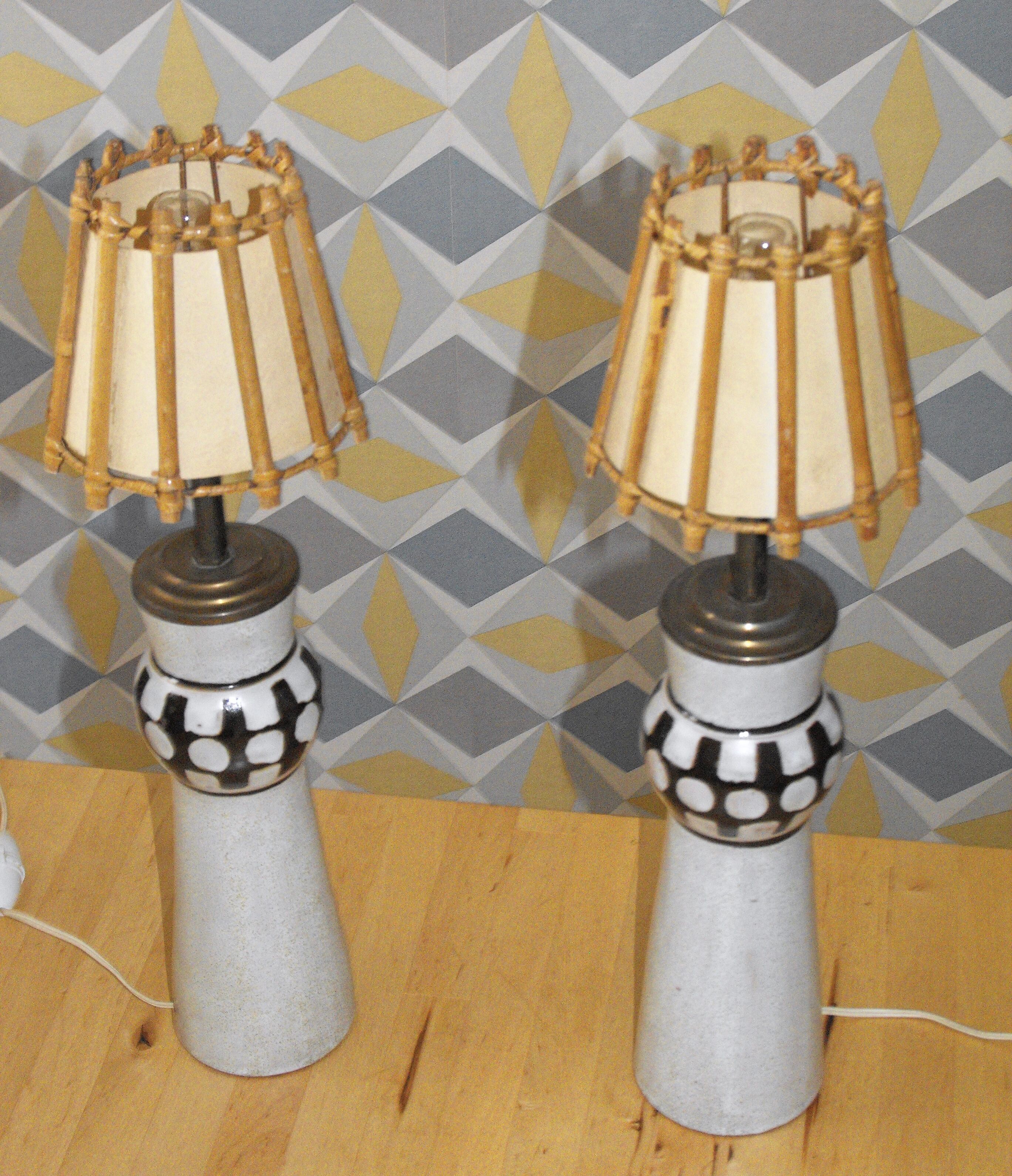A pair of italian ceramic table lamps 1960