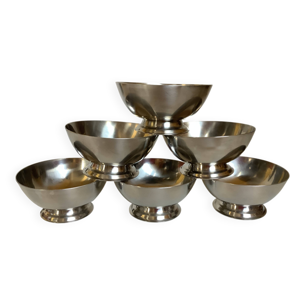 Six coupes coupelles argentées métal Danemark