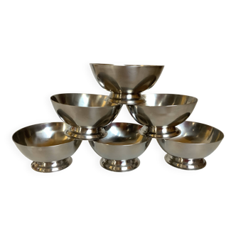 Six silver metal coupe bowls Denmark
