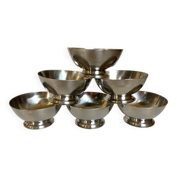 Six silver metal coupe bowls Denmark