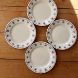 4 vintage earthenware dessert plates with breakfast motif