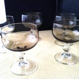 5 Coupes Vintage en verre fumée Années 70