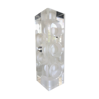 Bougeoir photophore en verre multifacettes design années 80