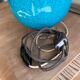 Elegant turquoise crackled ceramic ball lamp, on a br base