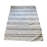 Simple carpet in ecru recycled cotton with black stripes of Berber type