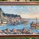 Tableau, Marine bateaux et côte rocheuse en Méditerranée