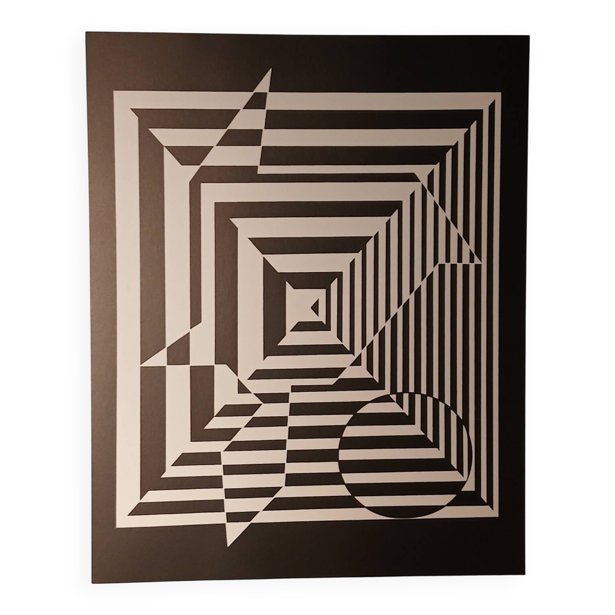 Vintage screen print by Victor Vasarely, circa 1970, op art